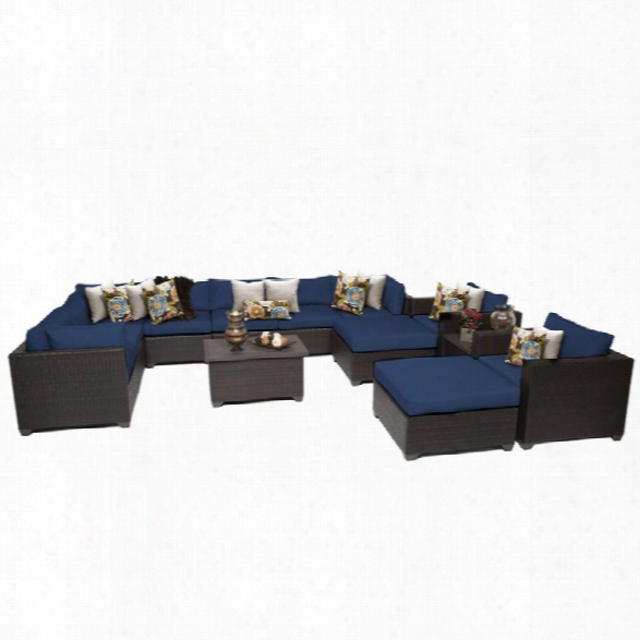 Tkc Belle 13 Piece Patio Wicker Sofa Set In Navy