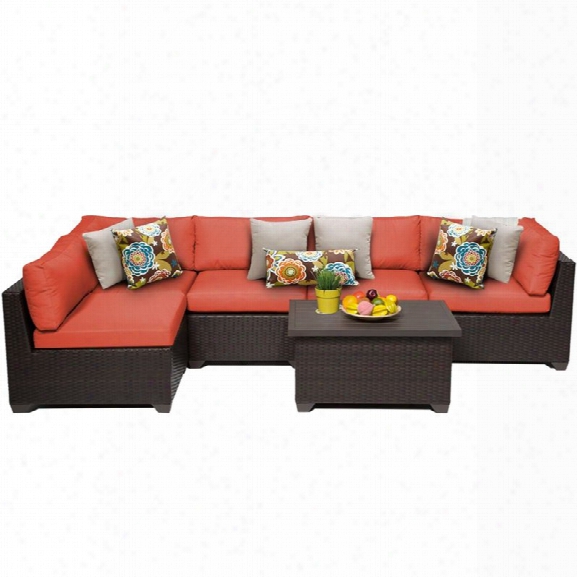 Tkc Belle 6 Piece Patio Wicker Sectional Set In Orange