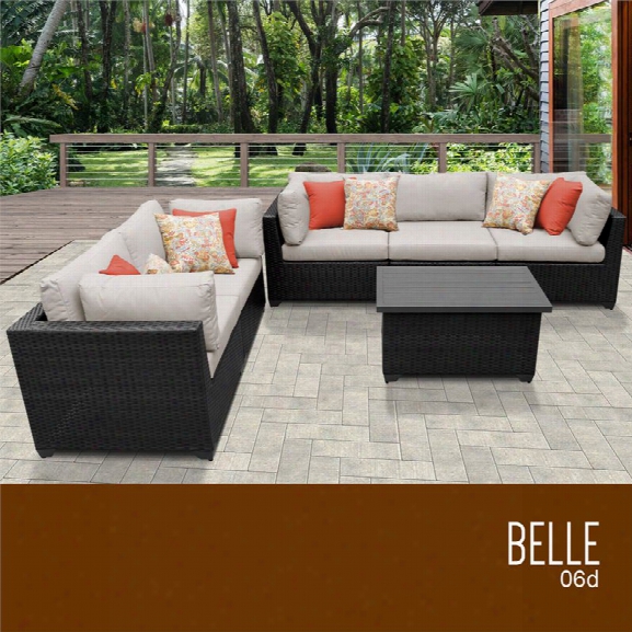 Tkc Belle 6 Piece Patio Wicker Sofa Set In Beige