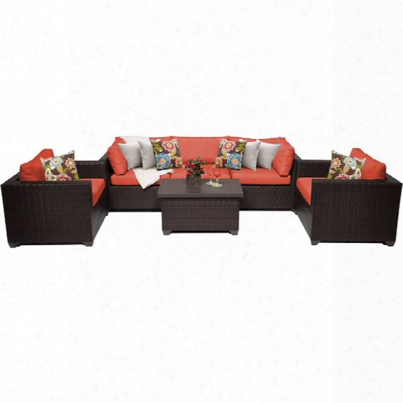 Tkc Belle 6 Piece Patio Wicker Sofa Set In Orange
