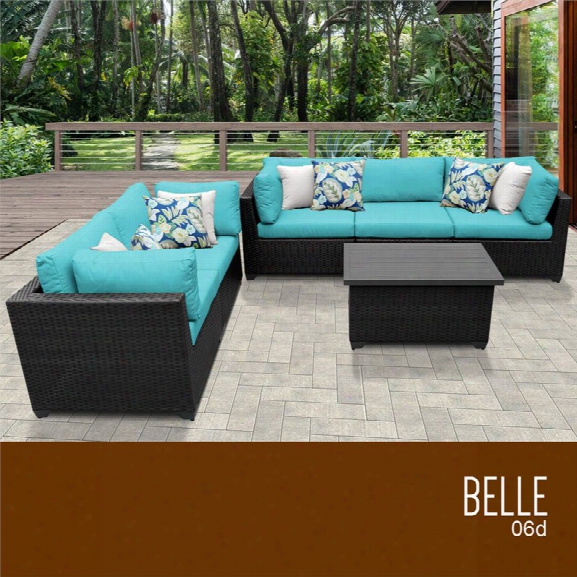 Tkc Belle 6 Piece Patio Wicker Sofa Set In Turquoise