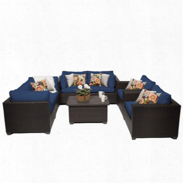 Tkc Belle 7 Piece Patio Wicker Sofa Set In Navy