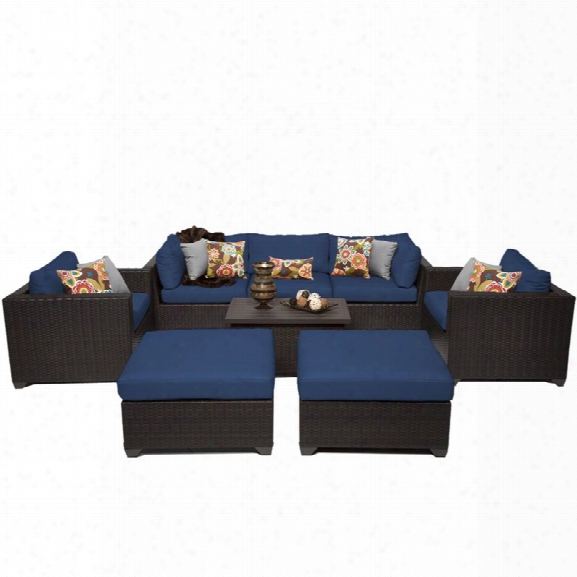 Tkc Belle 8 Piece Patio Wicker Sofa Set In Navy