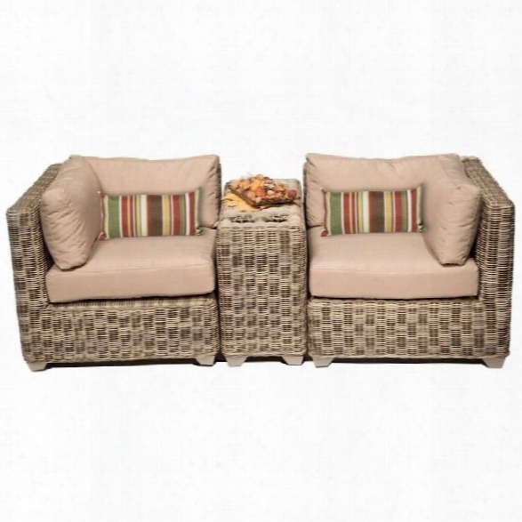 Tkc Cape Cod 3 Piece Outdoor Wicker Sofa Set In Wheat