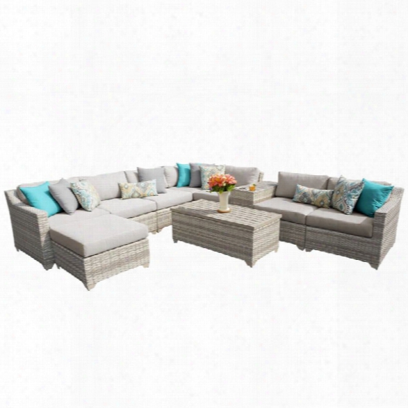 Tkc Fairmont 10 Piece Patio Wicker Sectional Set In Beige