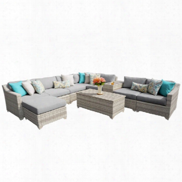 Tkc Fairmont 10 Piece Patio Wicker Sectional Set In Gray