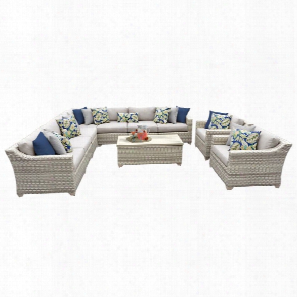 Tkc Fairmont 10 Piece Patio Wicker Sofa Set In Beige