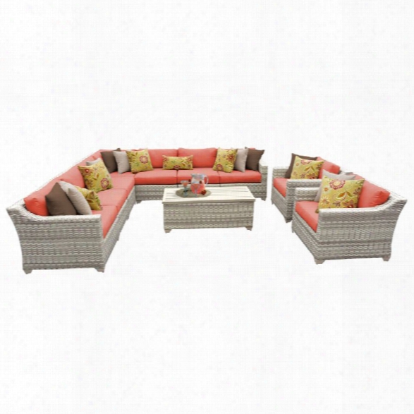 Tkc Fairmont 10 Piece Patio Wicker Sofa Set In Orange