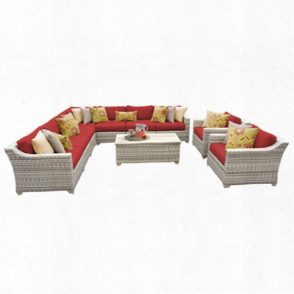 Tkc Fairmont 10 Piece Patio Wicker Sofa Set In Red