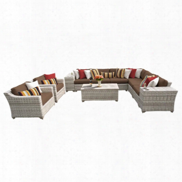 Tkc Fairmont 11 Piece Patio Wicker Sofa Set In Dark Brown