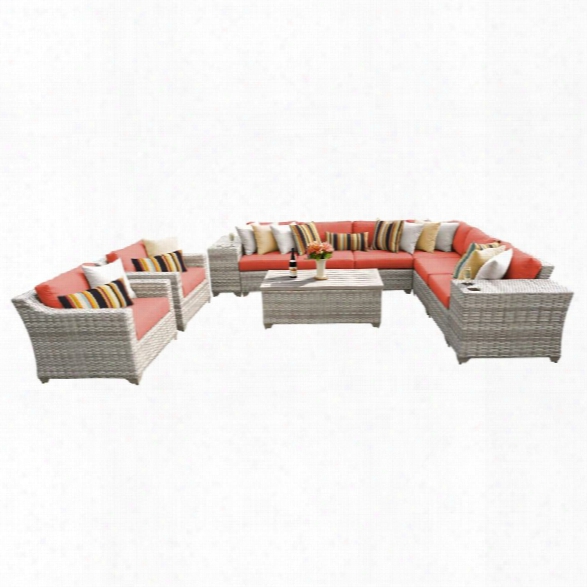 Tkc Fairmont 11 Piece Patio Wicker Sofa Set In Orange