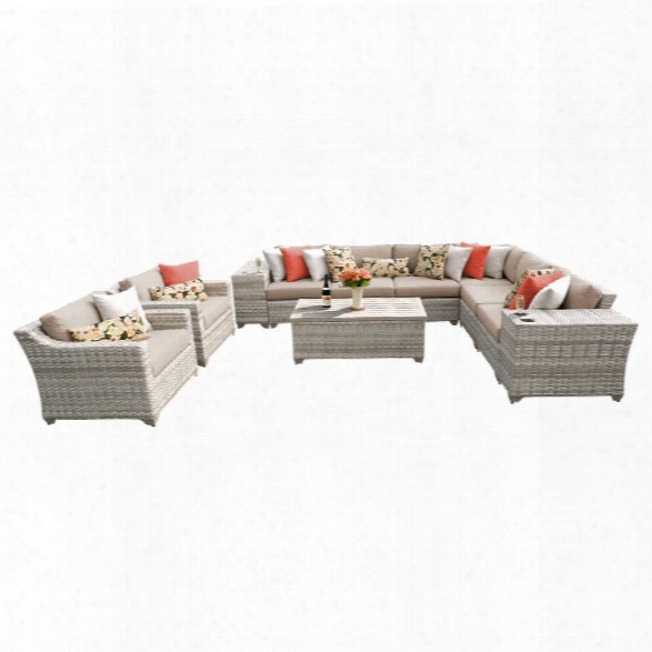 Tkc Fairmont 11 Piece Patio Wicker Sofa Set In Wheat