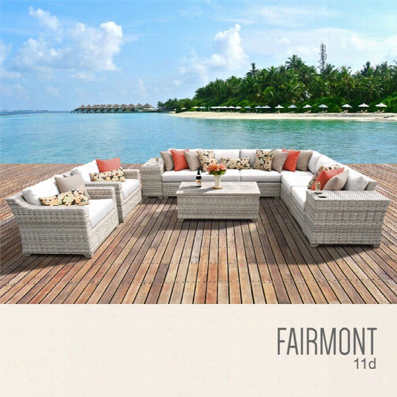 Tkc Fairmont 11 Piece Patio Wicker Sofa Set In White