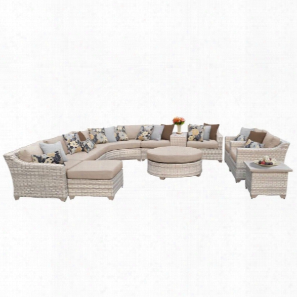 Tkc Fairmont 12 Piece Patio Wicker Sofa Set In Wheat