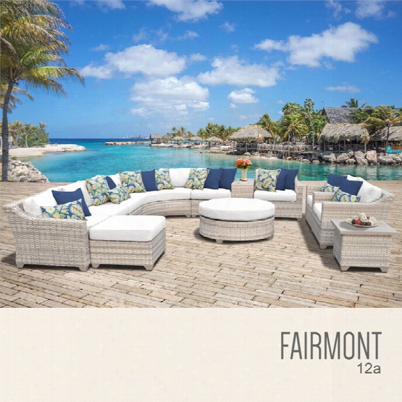 Tkc Fairmont 12 Piece Patio Wicker Sofa Set In White