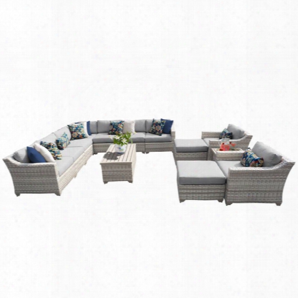 Tkc Fairmont 13 Piece Patio Wicker Sofa Set In Gray