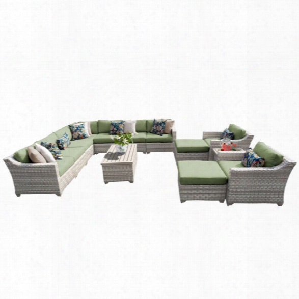 Tkc Fairmont 13 Piece Patio Wicker Sofa Set In Green