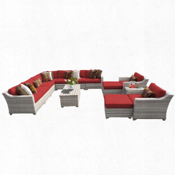 Tkc Fairmont 13 Piece Patio Wicker Sofa Set In Red