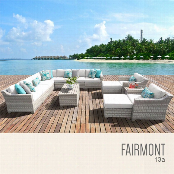 Tkc Fairmont 13 Piece Patio Wicker Sofa Set In White