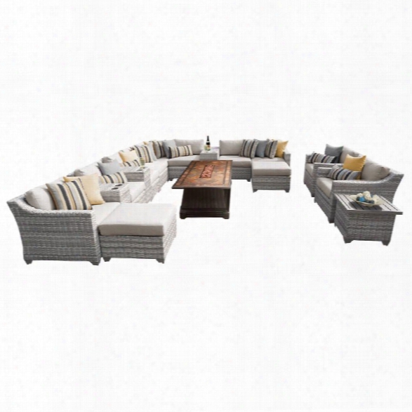 Tkc Fairmont 17 Piece Patio Wicker Sofa Set In Beige