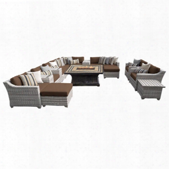 Tkc Fairmont 17 Piece Patio Wicker Sofa Set In Ignorance Brown