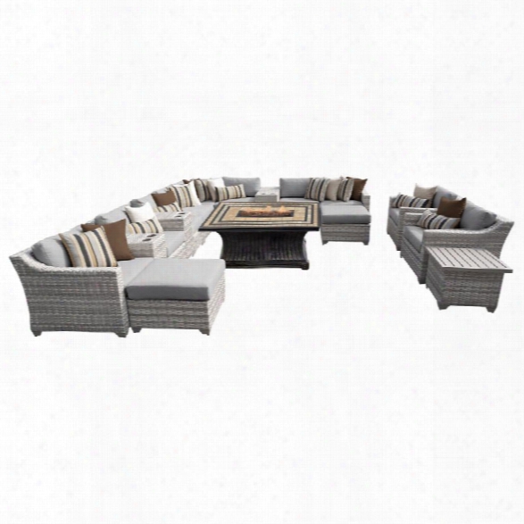 Tkc Fairmont 17 Piece Patio Wicker Sofa Set In Gray