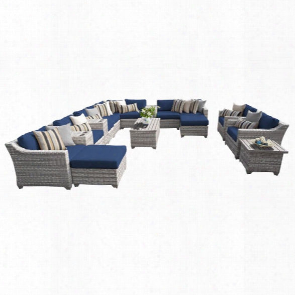 Tkc Fairmont 17 Piece Patio Wicker Sofa Set In Navy