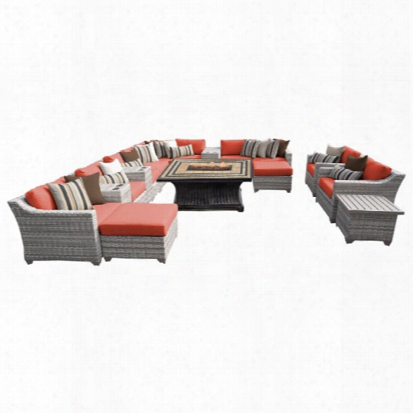 Tkc Fairmont 17 Piece Patio Wicker Sofa Set In Orange