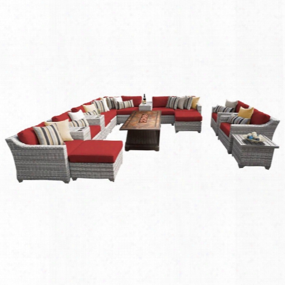 Tkc Fairmont 17 Piece Patio Wicker Sofa Set In Red