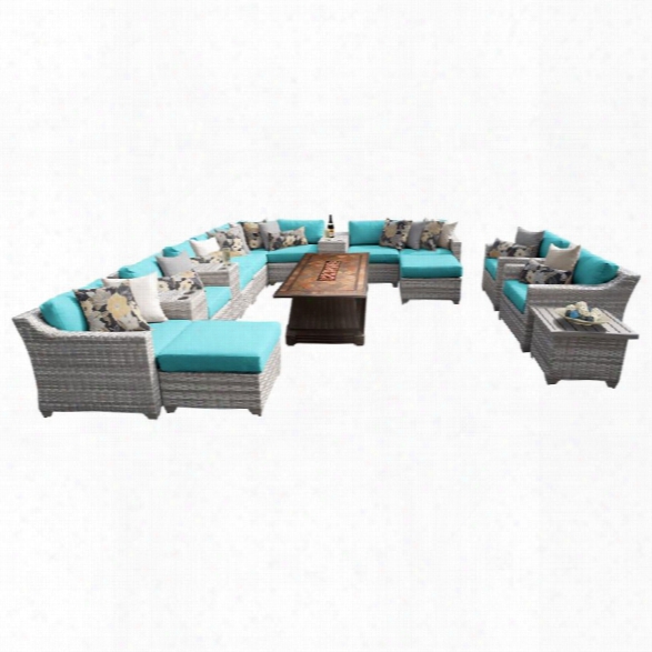 Tkc Fairmont 17 Piece Patio Wicker Sofa Set In Turquoise