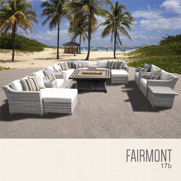 Tkc Fairmont 17 Piece Pwtio Wicker Sofa Set In White