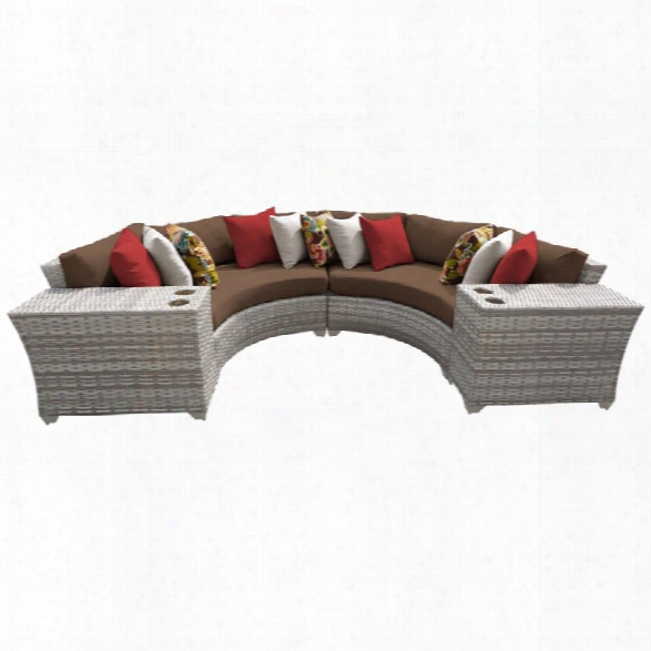 Tkc Fairmont 4 Piece Patio Wicker Sectional Set In Dark Brown