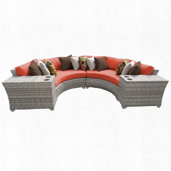 Tkc Fairmont 4 Piece Patio Wicker Sectional Set In Orange