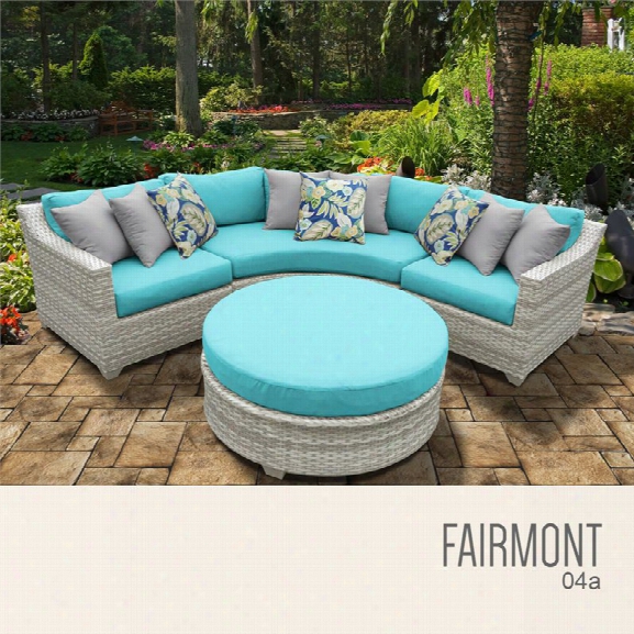 Tkc Fairmont 4 Piece Patio Wicker Sectional Set In Turquoise