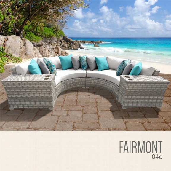 Tkc Fairmont 4 Piece Patio Wicker Sectional Set In White