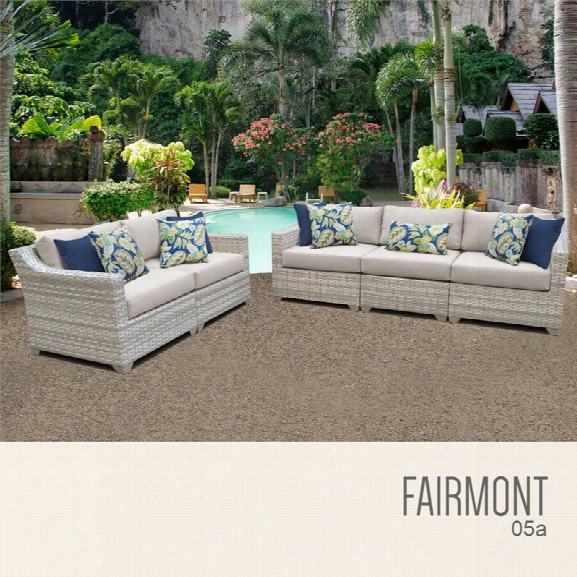 Tkc Fairmont 5 Piece Patio Wicker Sofa Set In Beige