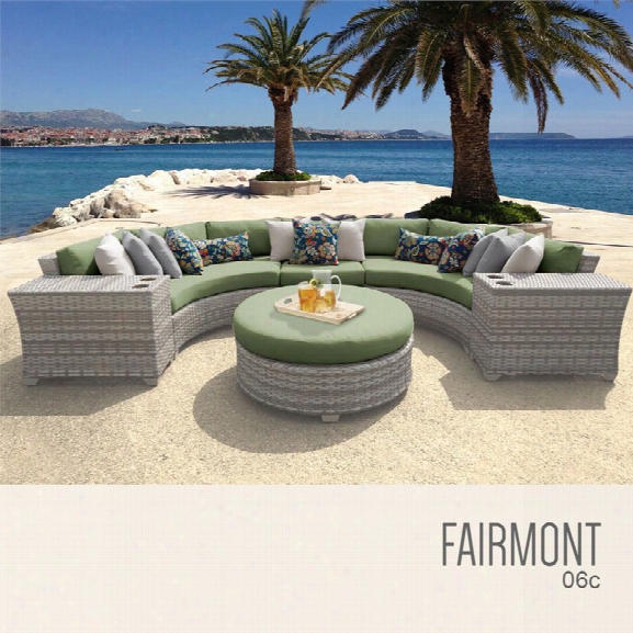 Tkc Fairmont 6 Piece Patio Wicker Sectional Set In Green