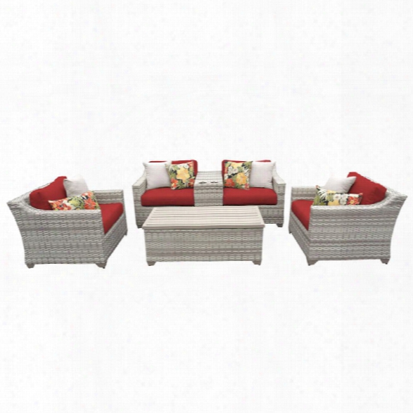 Tkc Fairmont 6 Piece Patio Wicker Sofa Set In Red