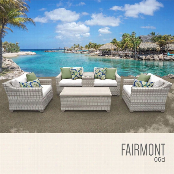 Tkc Fairmont 6 Piece Patio Wicker Sofa Set In White