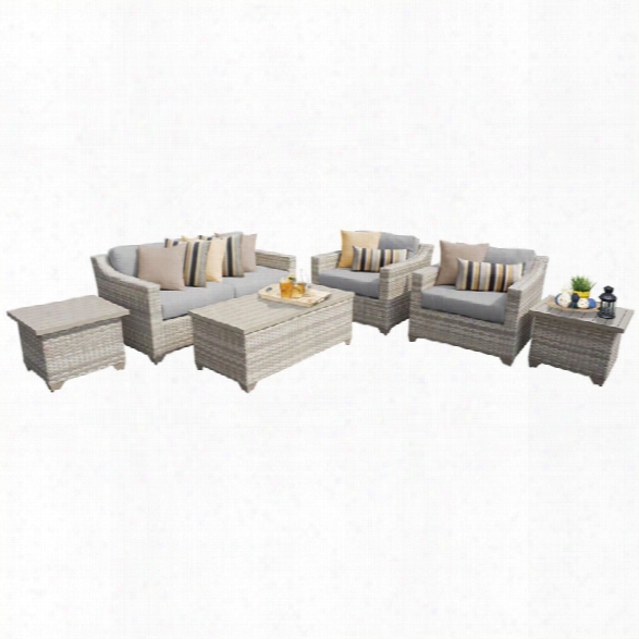 Tkc Fairmont 7 Piece Patio Wicker Sofa Set In Gray
