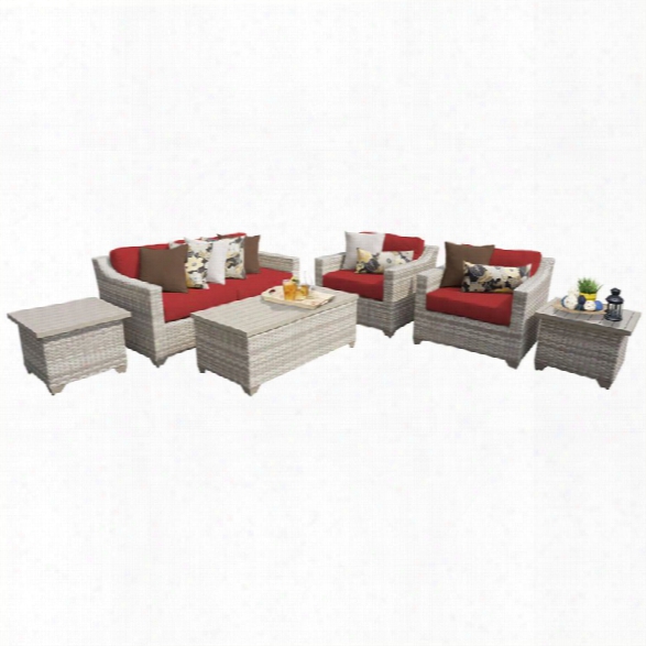 Tkc Fairmont 7 Piece Patio Wicker Sofa Set In Red