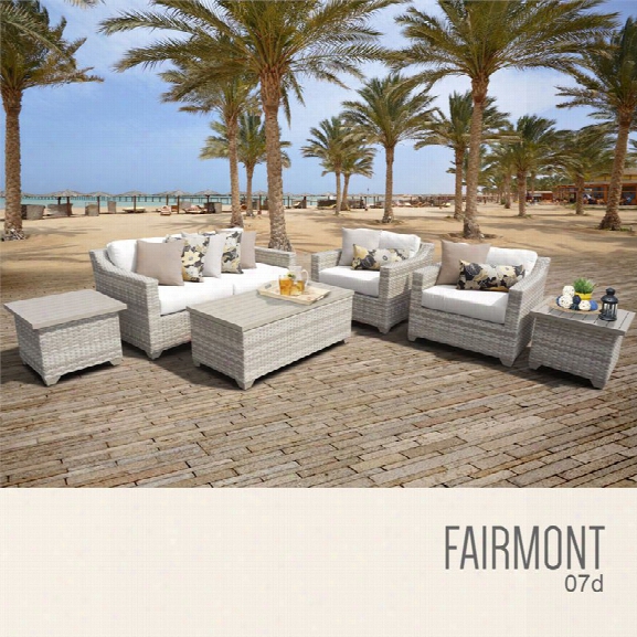 Tkc Fairmont 7 Piece Patio Wicker Sofa Set In White