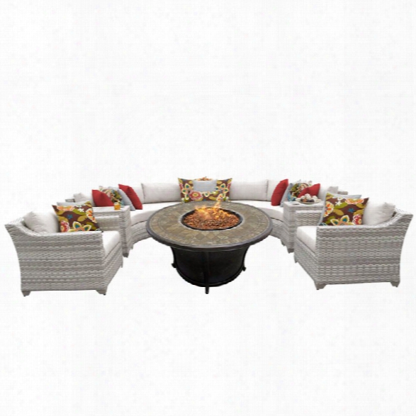 Tkc Fairmont 8 Piece Patio Wicker Fire Pit Sofa Set