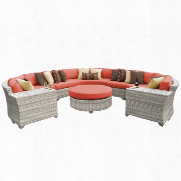 Tkc Fairmont 8 Piece Patio Wicker Sectional Set In Orange