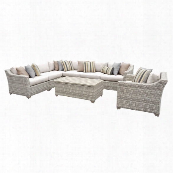 Tkc Fairmont 8 Piece Patio Wicker Sofa Set In Beige