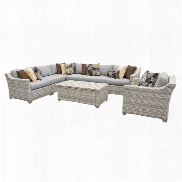 Tkc Fairmont 8 Piece Patio Wicker Sofa Set In Gray