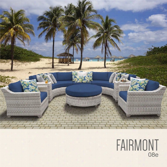 Tkc Fairmont 8 Piece Patio Wicker Sfa Set In Navy