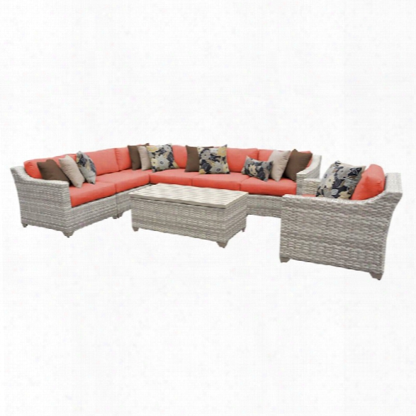 Tkc Fairmont 8 Piece Patio Wicker Sofa Set In Orange
