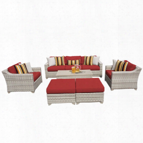 Tkc Fairmont 8 Piece Patio Wicker Sofa Set In Red