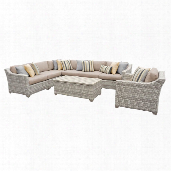 Tkc Fairmont 8 Piece Patio Wicker Sofa Set In Wheat